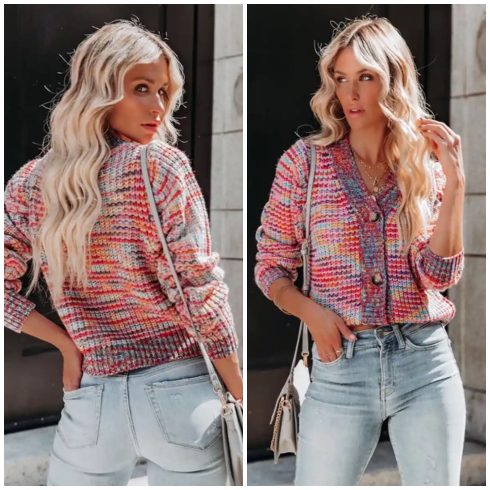 New! Vici Rubicon Button Front Multi Knit Cardigan
